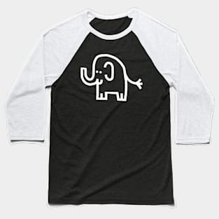 Minimal Animals White Line Drawing Elephant Self Portrait Baseball T-Shirt